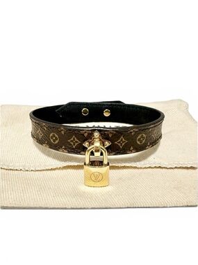 Louis Vuitton Monogram Leather Lockingram Adjustable Bracelet w.Dust Bag & COA